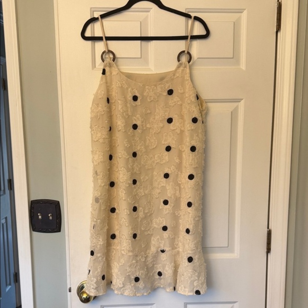SHEIN Cream and Black Polka Dot Dress